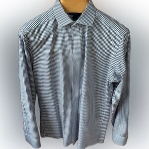 Buttoned Down . Men's Black and White Checkered Shirt 16 neck